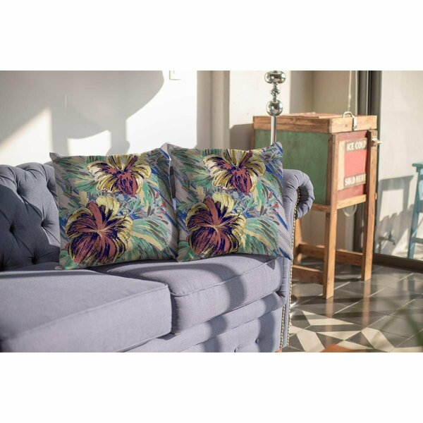 Palacedesigns 28 in. Terracotta Hibiscus Indoor & Outdoor Throw Pillow Orange & Yellow PA3656122